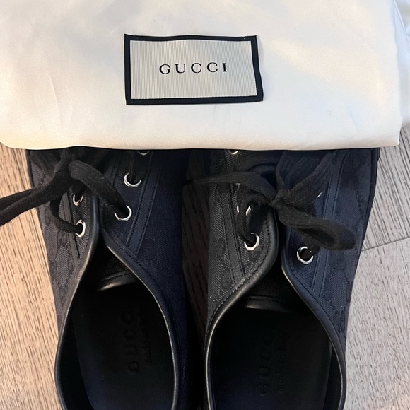NEW Gucci Black canvas & leather GG logo Ace sneakers - Father’s Day gift! - Picture 4 of 5